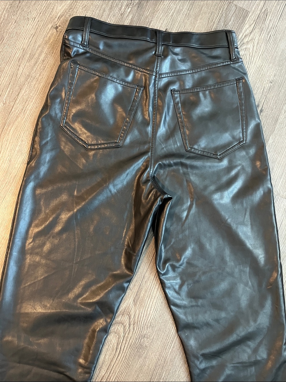 Abercrombie & Fitch Black Faux Leather Straight Leg Pants - Picture 4 of 5